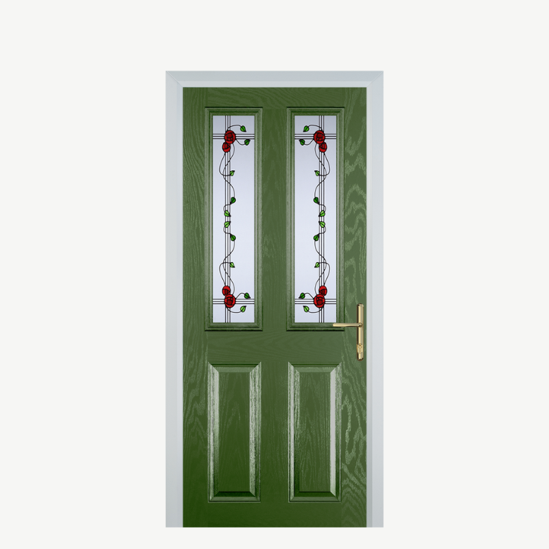 Door C 2 Panel 2 Square Fern Green Mackintosh Rose image 0