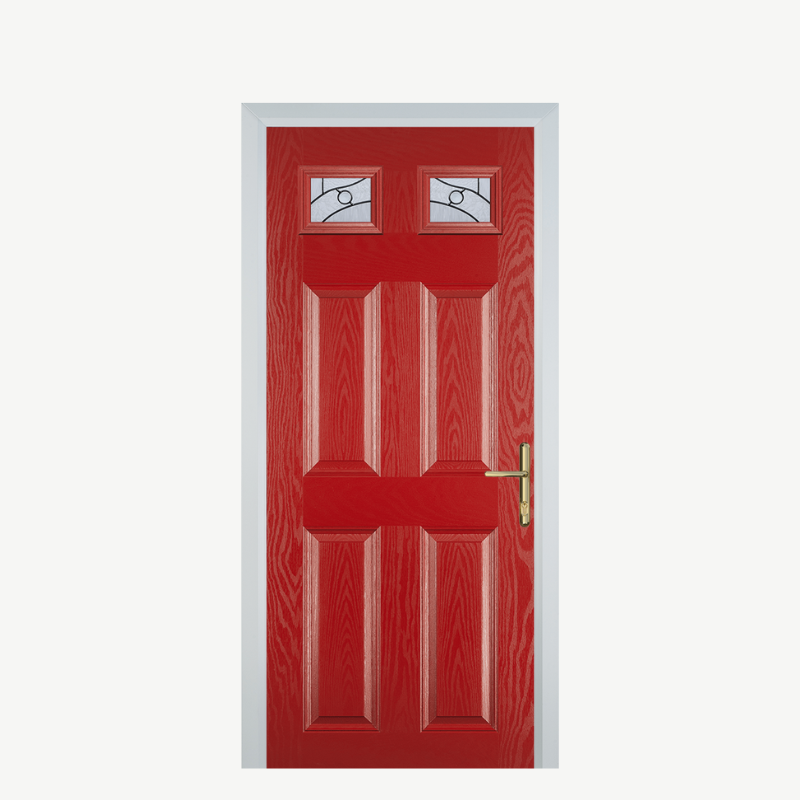 DoorI 4 Panel 2 Square Red Zinc Art Abstract image 0