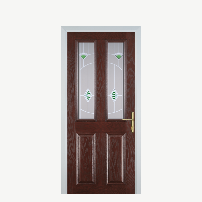 Door C 2 Panel 2 Square Dark Wood Murano Green image 0