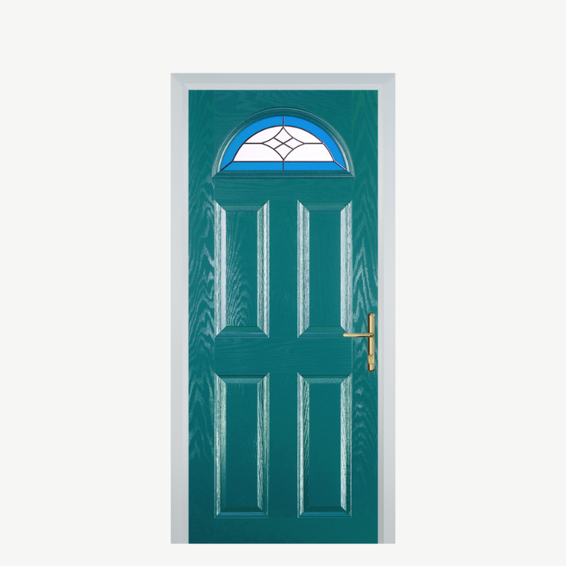 Door D 4 Panel 1 Arch Turquoise Blue Crystal Harmony Blue image 0