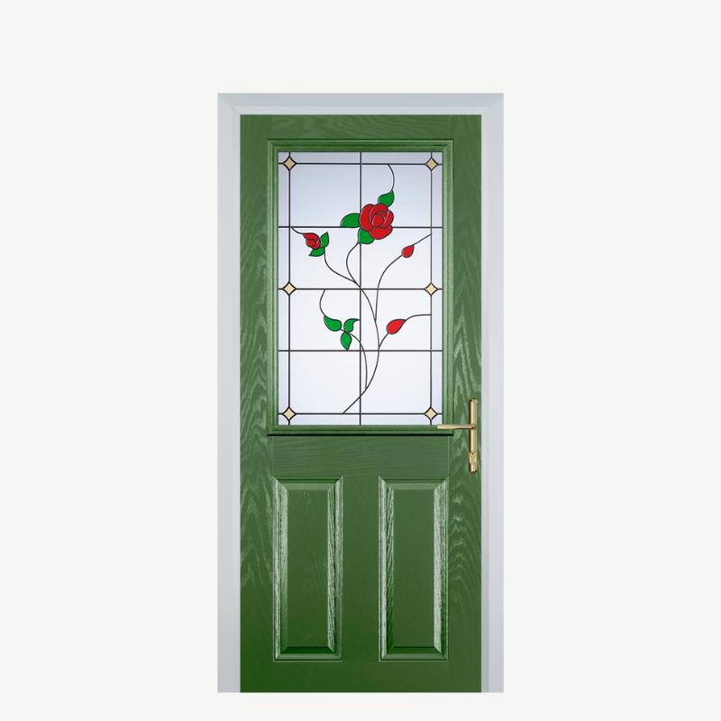 Door F 2 Panel 1 Square Fern Green English Rose image 0