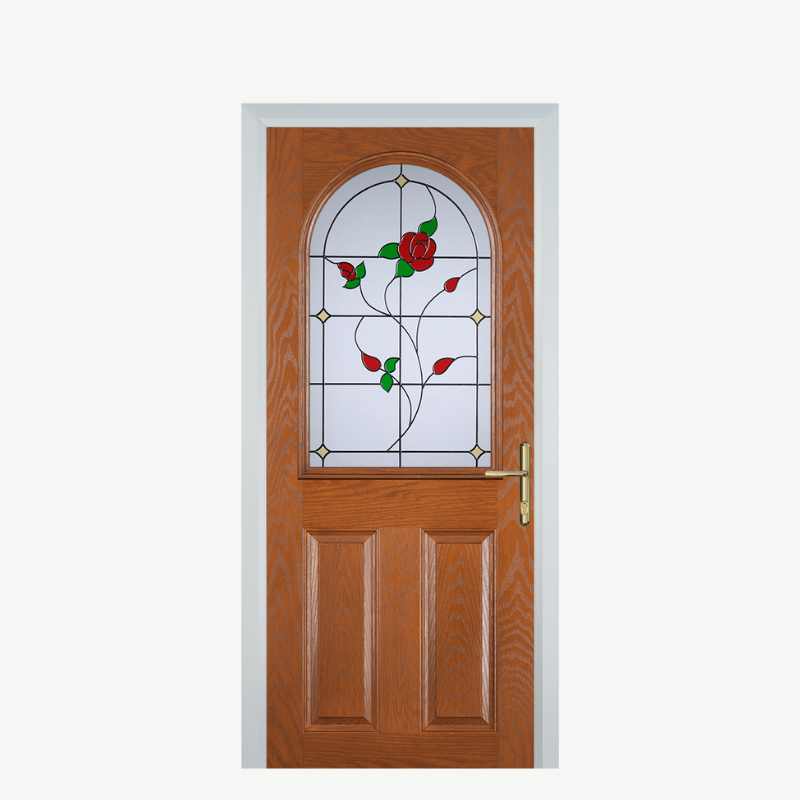 Door E 2 Panel 1 Arch Oak English Rose image 0