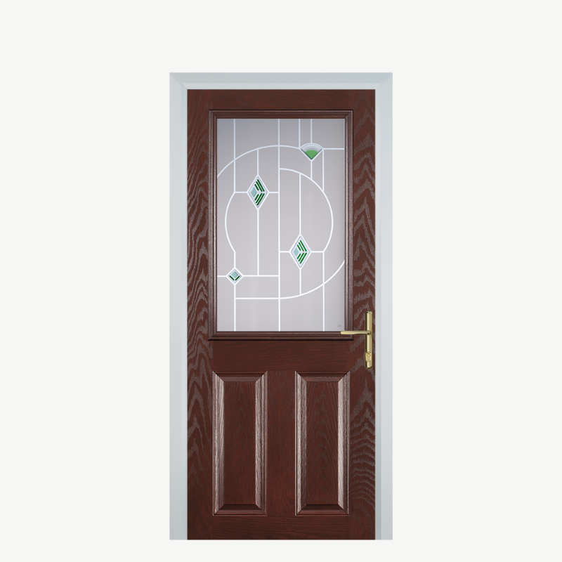 Door F 2 Panel 1 Square Dark Wood Murano Green image 0