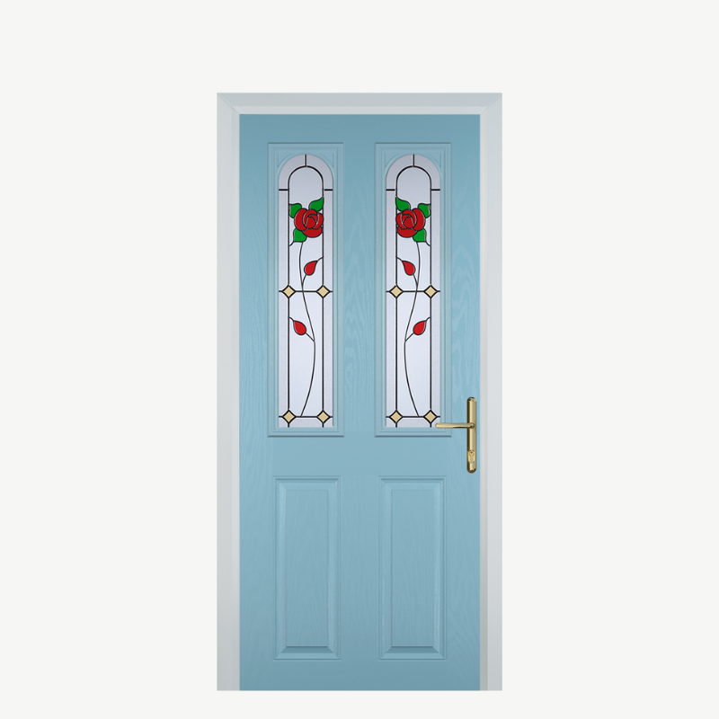 Door A 2 Panel 2 Arch Duck Egg Blue English Rose image 0