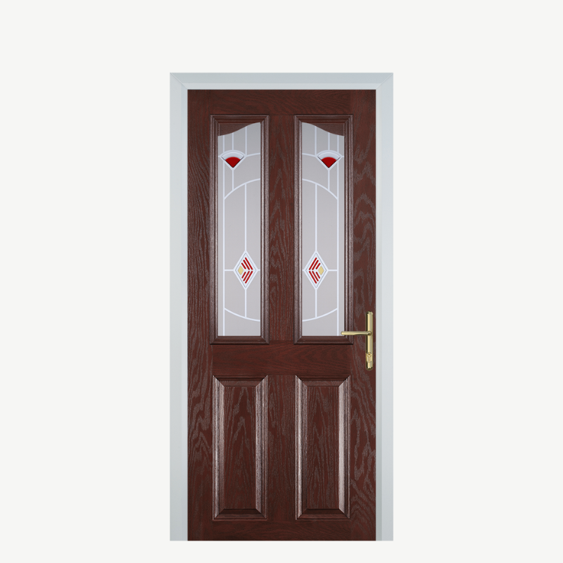 Door B 2 Panel 2 Angle Dark Wood Murano Red image 0