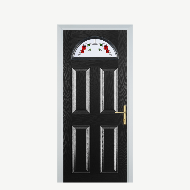 Door D 4 Panel 1 Arch Black Mackintosh Rose image 0