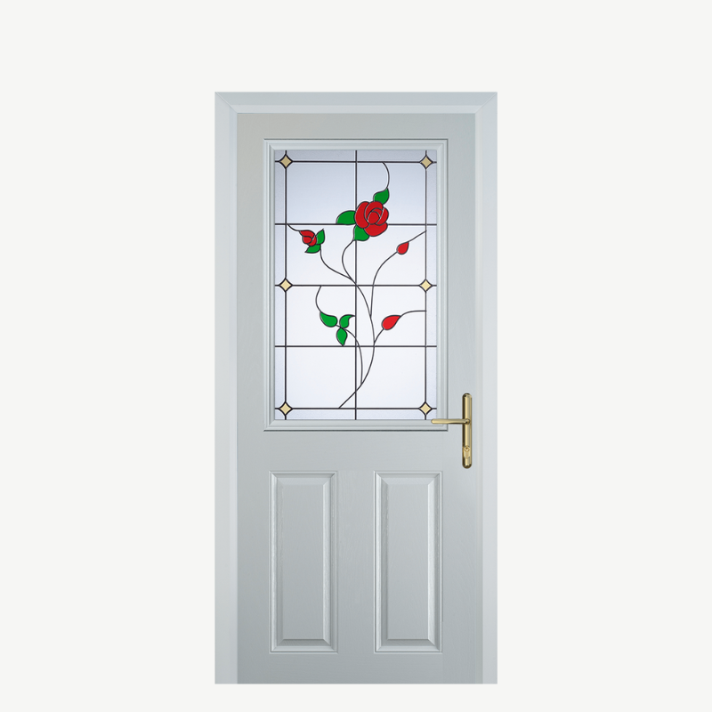 Door F 2 Panel 1 Square White English Rose image 0