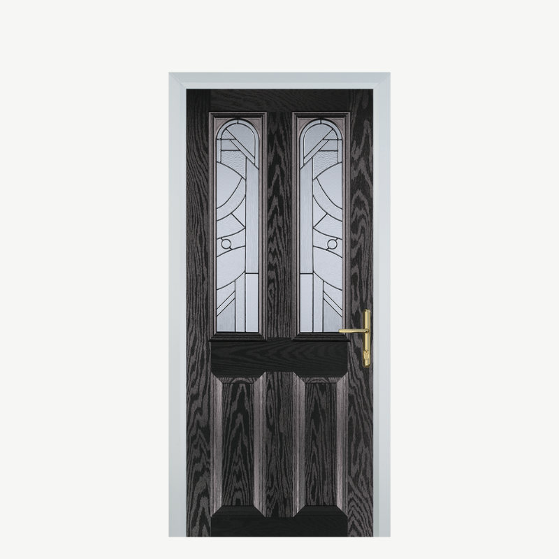 Door A 2 Panel 2 Arch Black Brown Zinc Art Abstract image 0