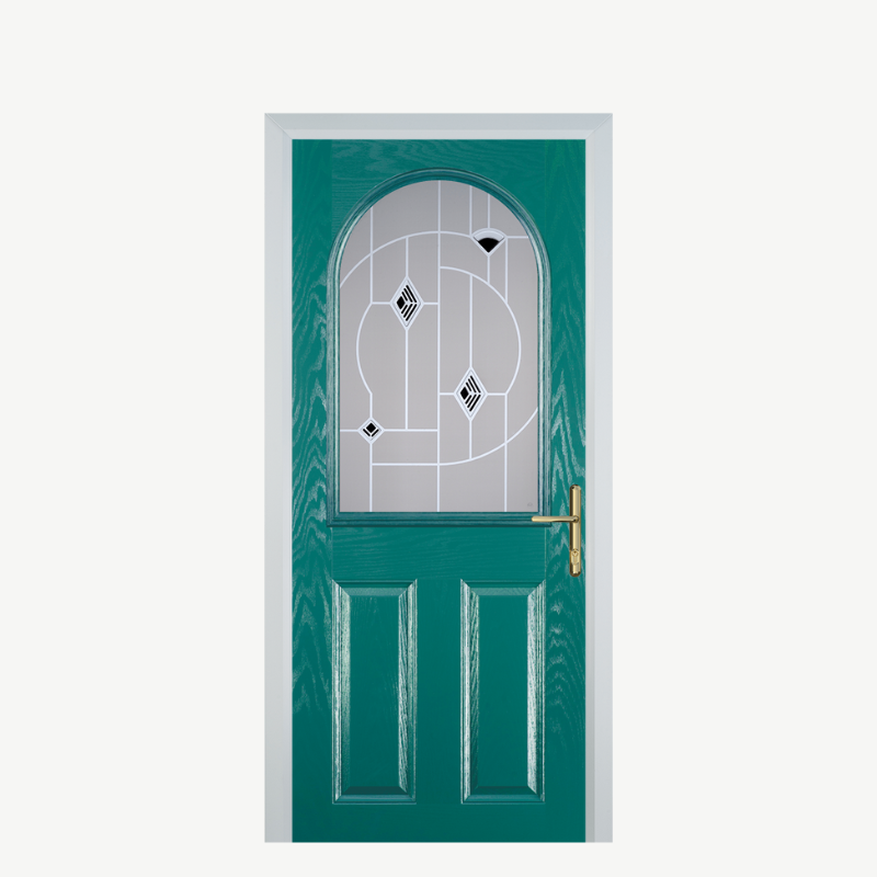 Door E 2 Panel 1 Arch Turquoise Blue Murano Black image 0