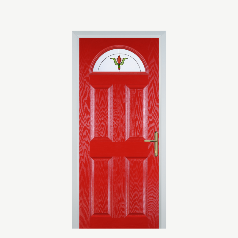 Door D 4 Panel 1 Arch Poppy Red (High Gloss) Fleur image 0