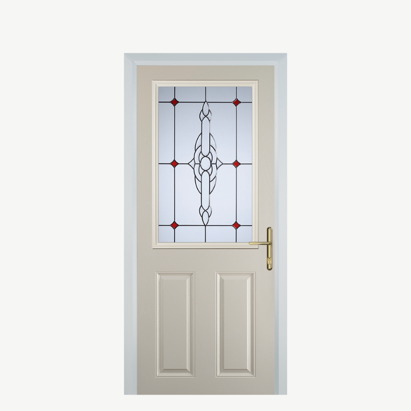 Door F 2 Panel 1 Square Cream Crystal Bohemia Red image 0