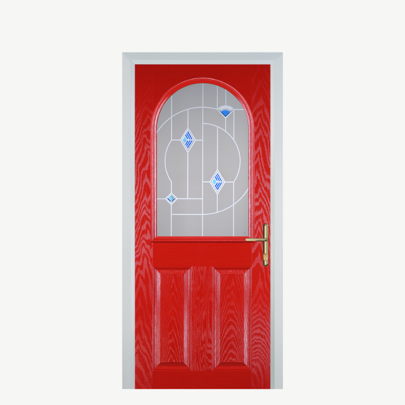 Door E 2 Panel 1 Arch Poppy Red (High Gloss) Murano Blue image 0
