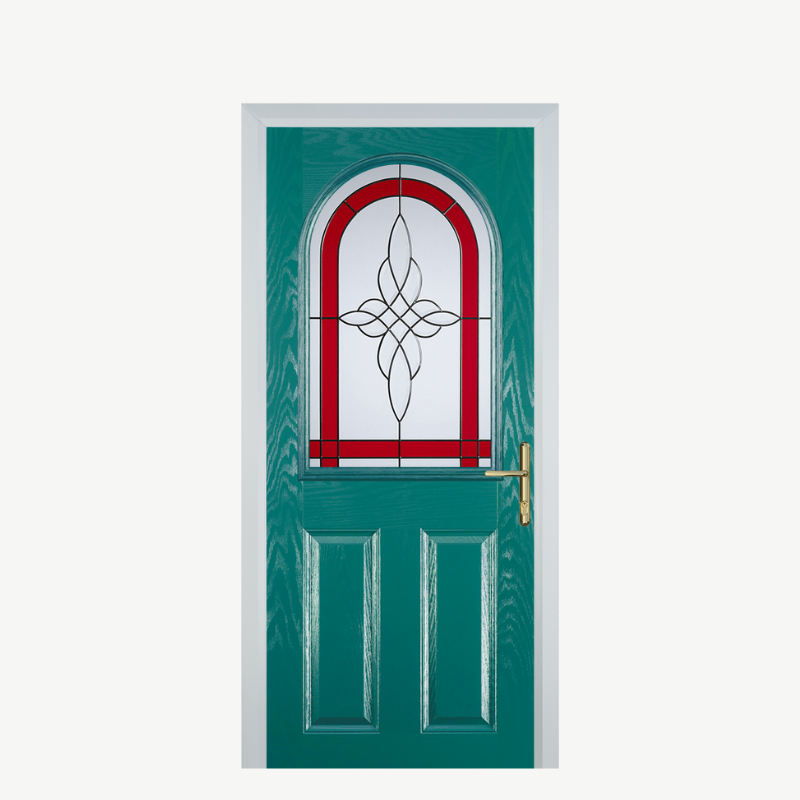 Door E 2 Panel 1 Arch Turquoise Blue Crystal Harmony Red image 0