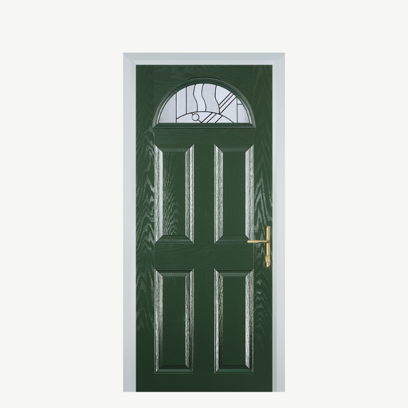 Door D 4 Panel 1 Arch Green Zinc Art Abstract image 0
