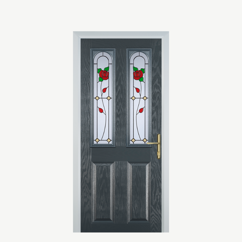 Door A 2 Panel 2 Arch Grey English Rose image 0
