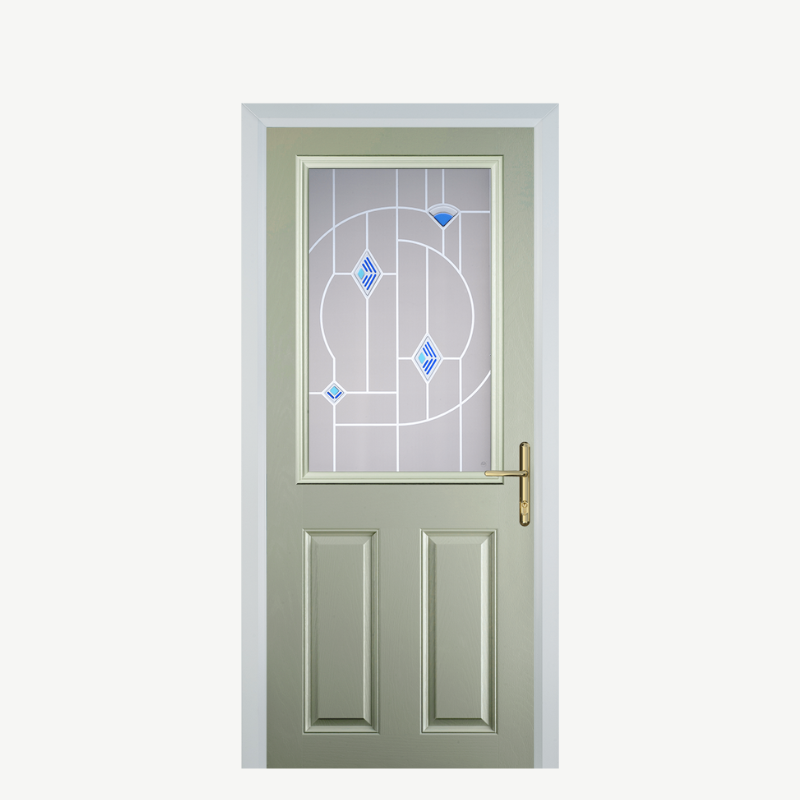 Door F 2 Panel 1 Square Pebble Grey Murano Blue image 0