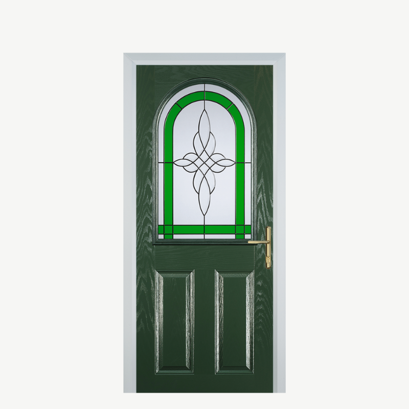 Door E 2 Panel 1 Arch Green Crystal Harmony Green image 0
