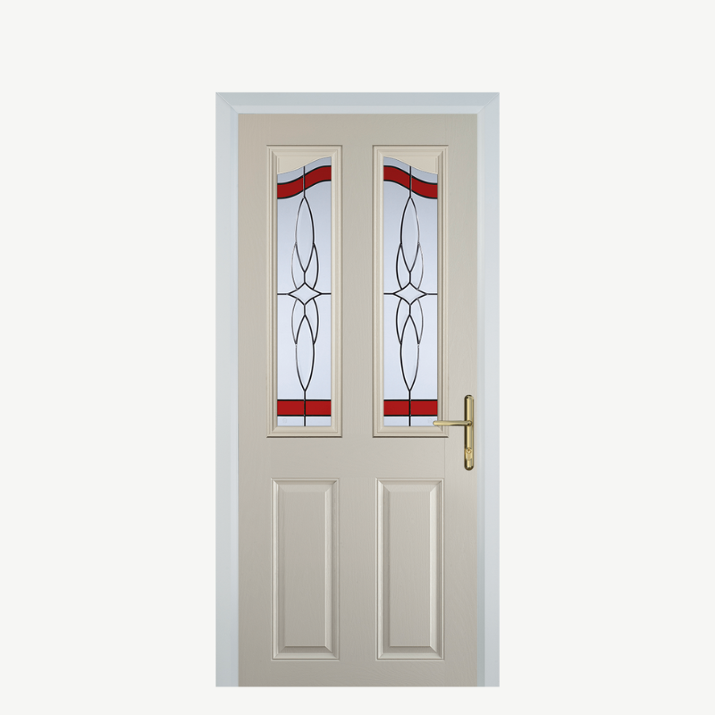 Door B 2 Panel 2 Angle Cream Crystal Harmony Red image 0