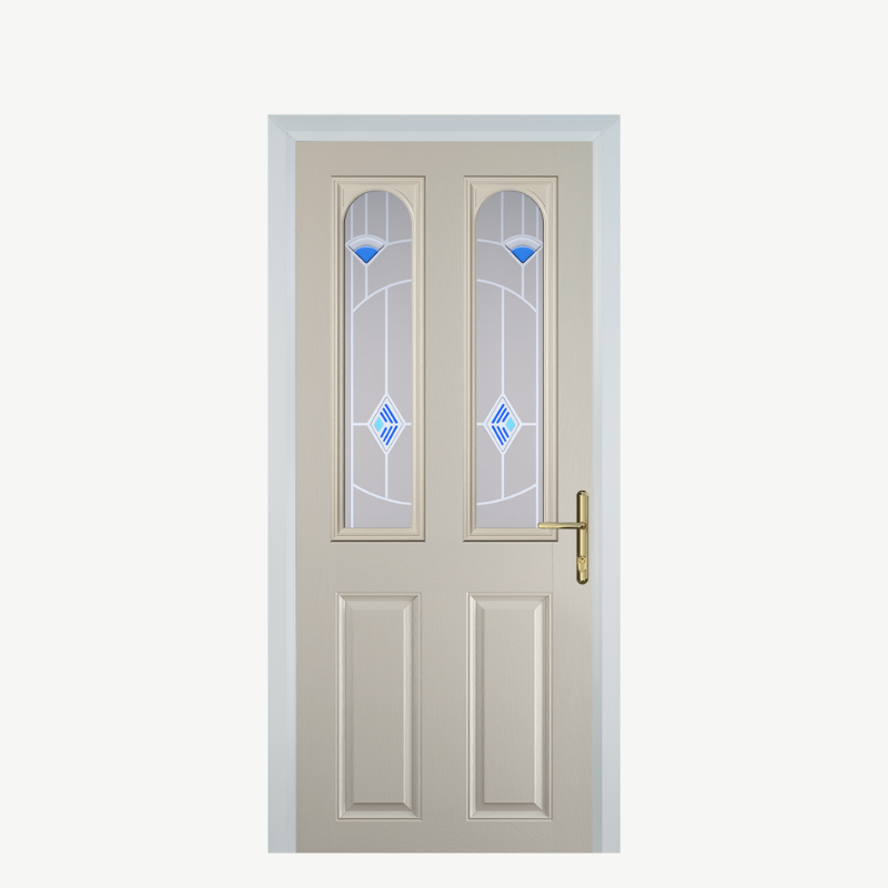 Door A 2 Panel 2 Arch Cream Murano Blue image 0