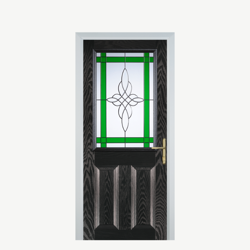 Door F 2 Panel 1 Square Black Brown Crystal Harmony Green image 0