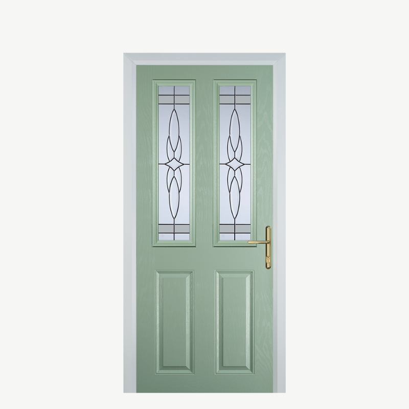 Door C 2 Panel 2 Square Chartwell Green Crystal Harmony Frost image 0