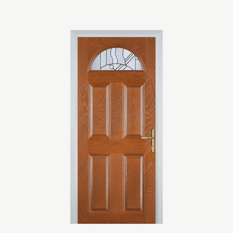 Door D 4 Panel 1 Arch Oak Zinc Art Abstract image 0