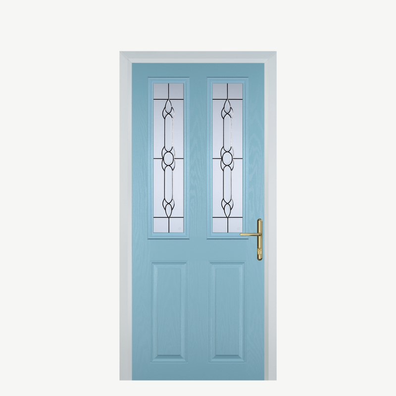 Door C 2 Panel 2 Square Duck Egg Blue Crystal Bohemia image 0