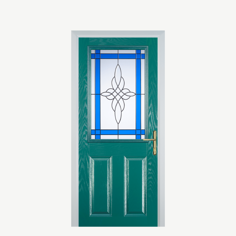 Door F 2 Panel 1 Square Turquoise Blue Crystal Harmony Blue image 0