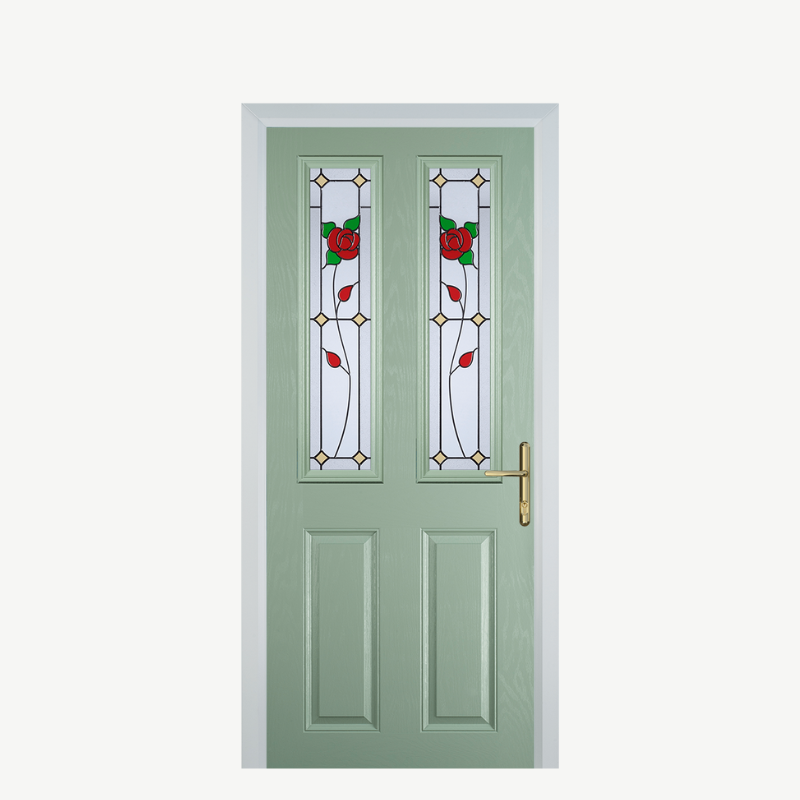 Door C 2 Panel 2 Square Chartwell Green English Rose image 0