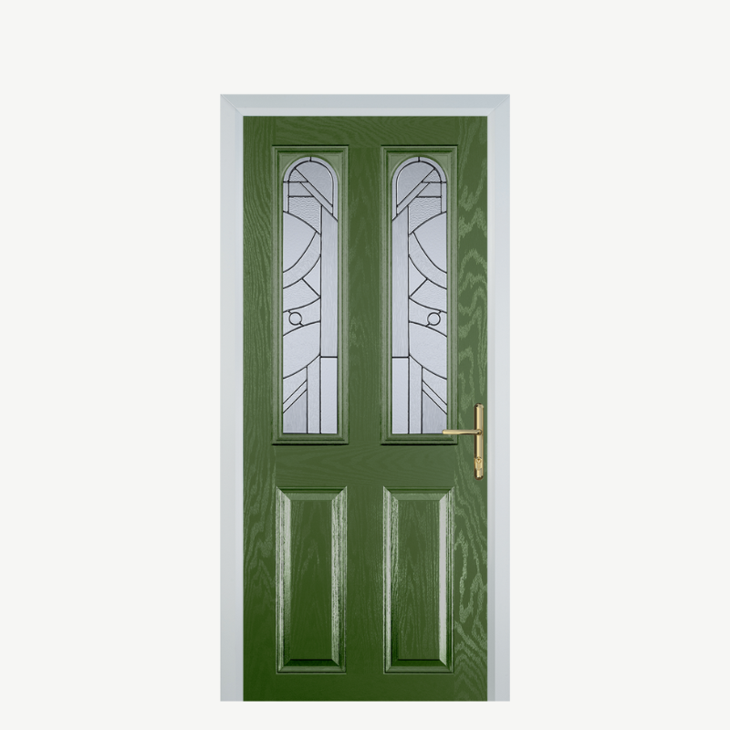 Door A 2 Panel 2 Arch Fern Green Zinc Art Abstract image 0