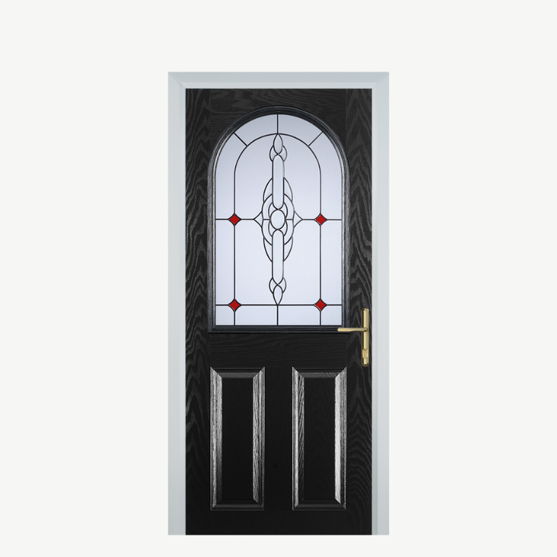 Door E 2 Panel 1 Arch Black Crystal Bohemia Red image 0