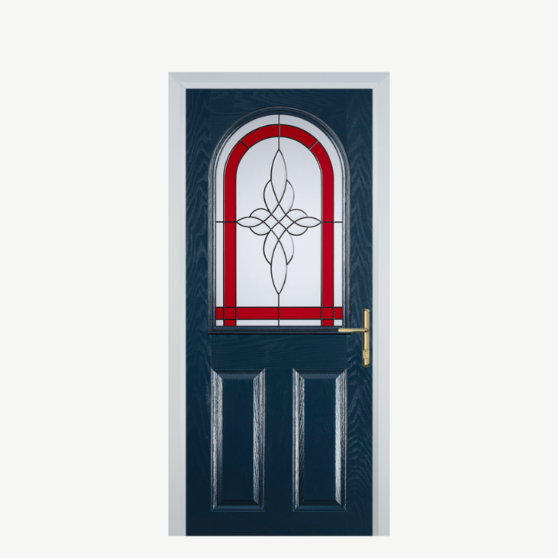 Door E 2 Panel 1 Arch Blue Crystal Harmony Red image 0