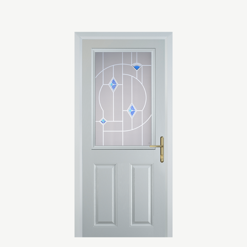 Door F 2 Panel 1 Square White Murano Blue image 0