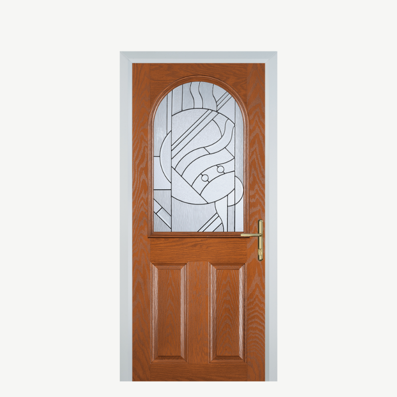 Door E 2 Panel 1 Arch Oak Zinc Art Abstract image 0