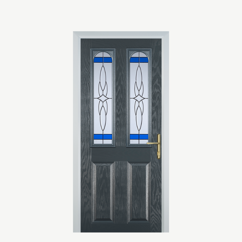 Door A 2 Panel 2 Arch Grey Crystal Harmony Blue image 0