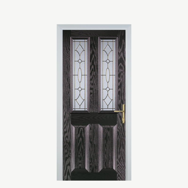 Door C 2 Panel 2 Square Black Brown Brass Art Clarity image 0