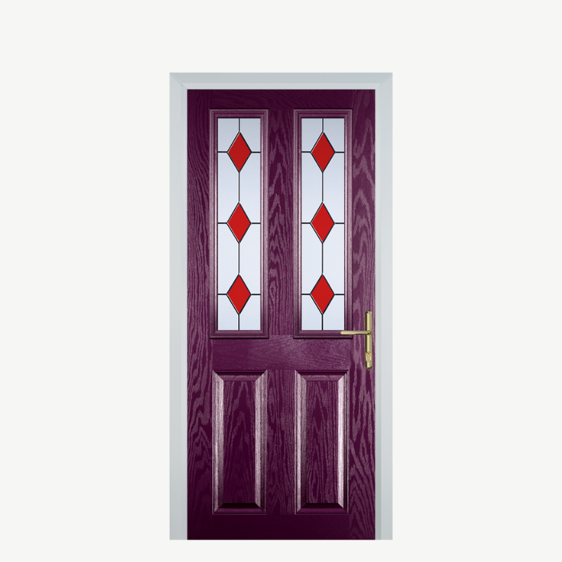 Door C 2 Panel 2 Square Purple Violet 3 Drop Diamond Red image 0