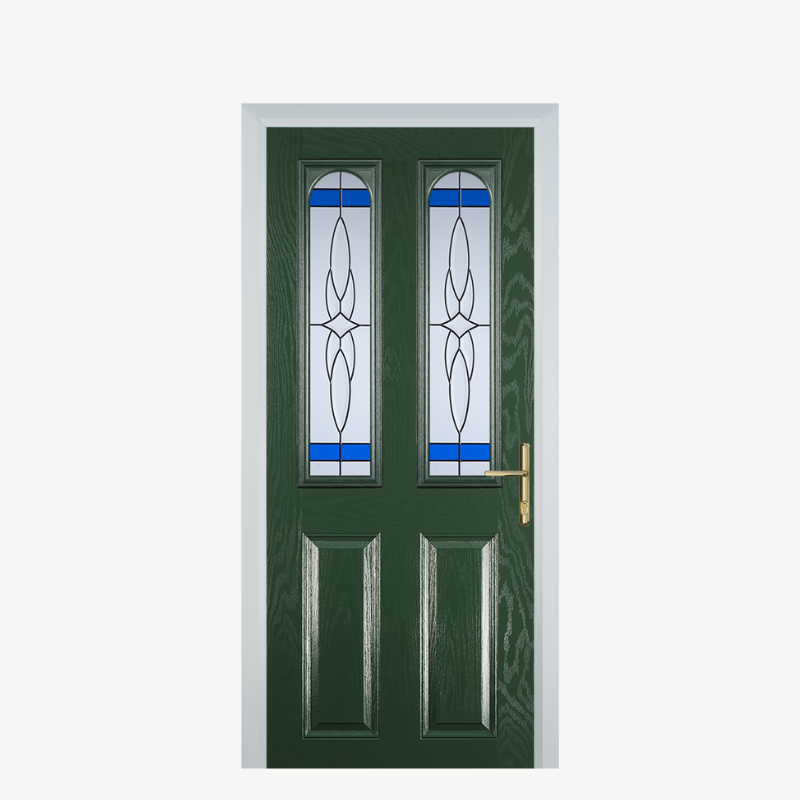 Door A 2 Panel 2 Arch Green Crystal Harmony Blue image 0