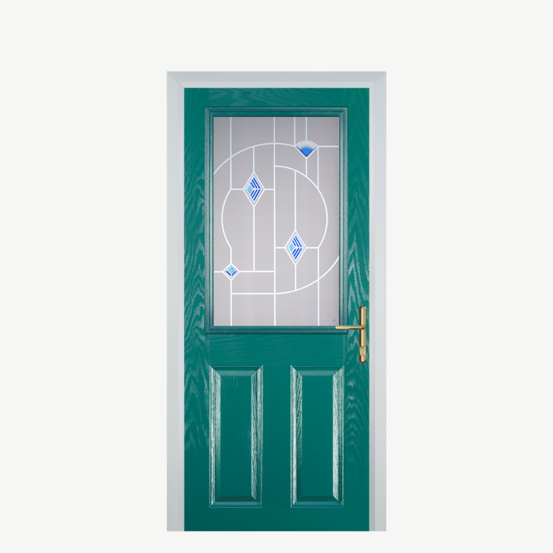 Door F 2 Panel 1 Square Turquoise Blue Murano Blue image 0