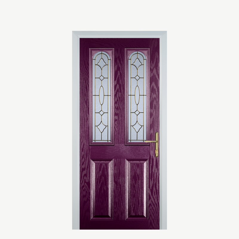 Door A 2 Panel 2 Arch Purple Violet Brass Art Clarity image 0