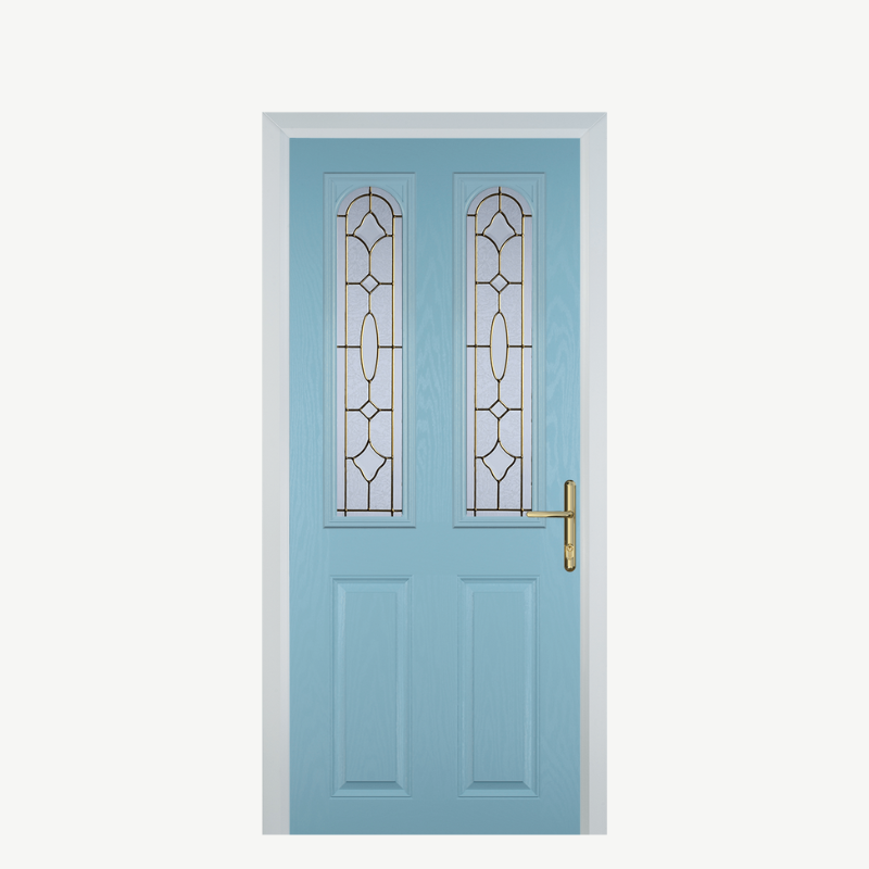 Door A 2 Panel 2 Arch Duck Egg Blue Brass Art Clarity image 0