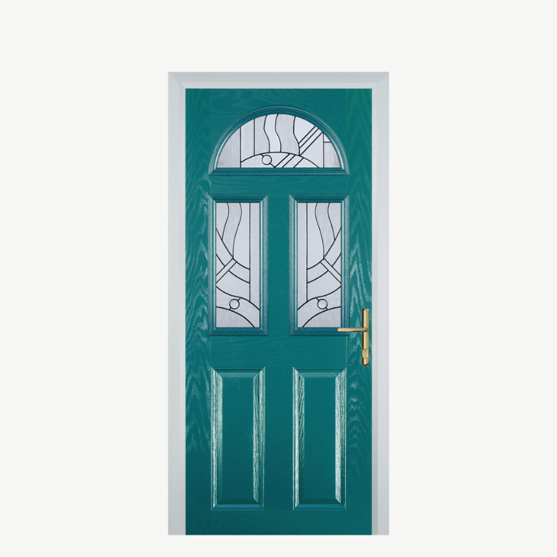 Door G 2 Panel 1 Arch Turquoise Blue Zinc Art Abstract image 0