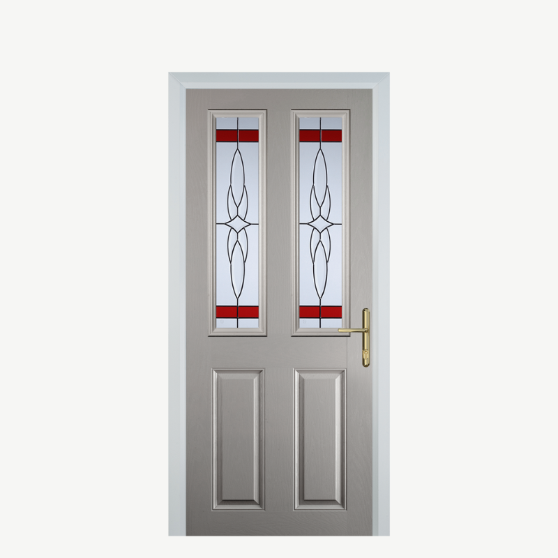 Door C 2 Panel 2 Square Agate Grey Crystal Harmony Red image 0