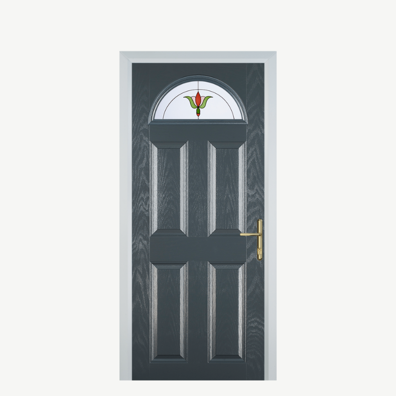 Door D 4 Panel 1 Arch Grey Fleur image 0