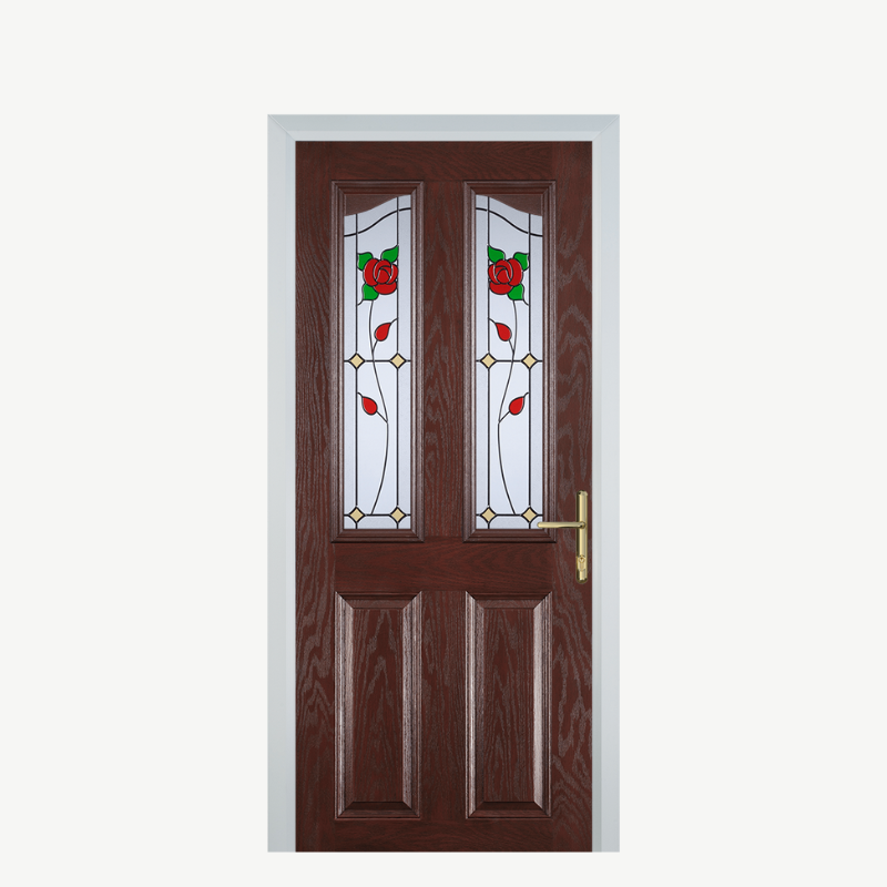 Door B 2 Panel 2 Angle Dark Wood English Rose image 0