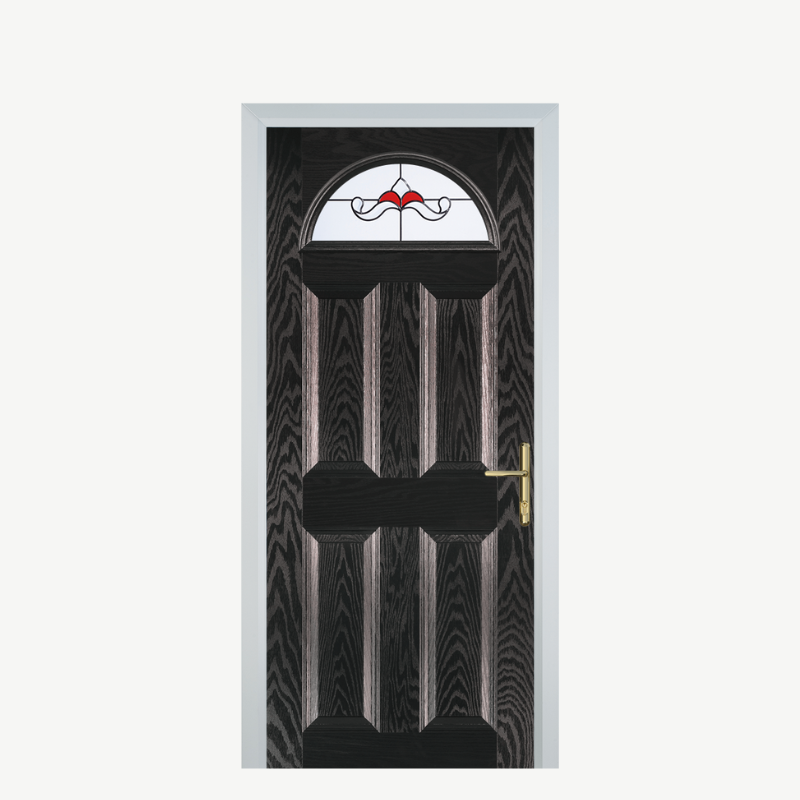 Door D 4 Panel 1 Arch Black Brown Crystal Bohemia Red image 0