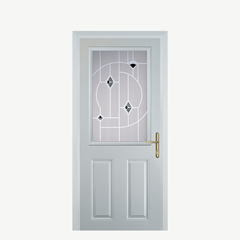 Door F 2 Panel 1 Square White Murano Black image 0