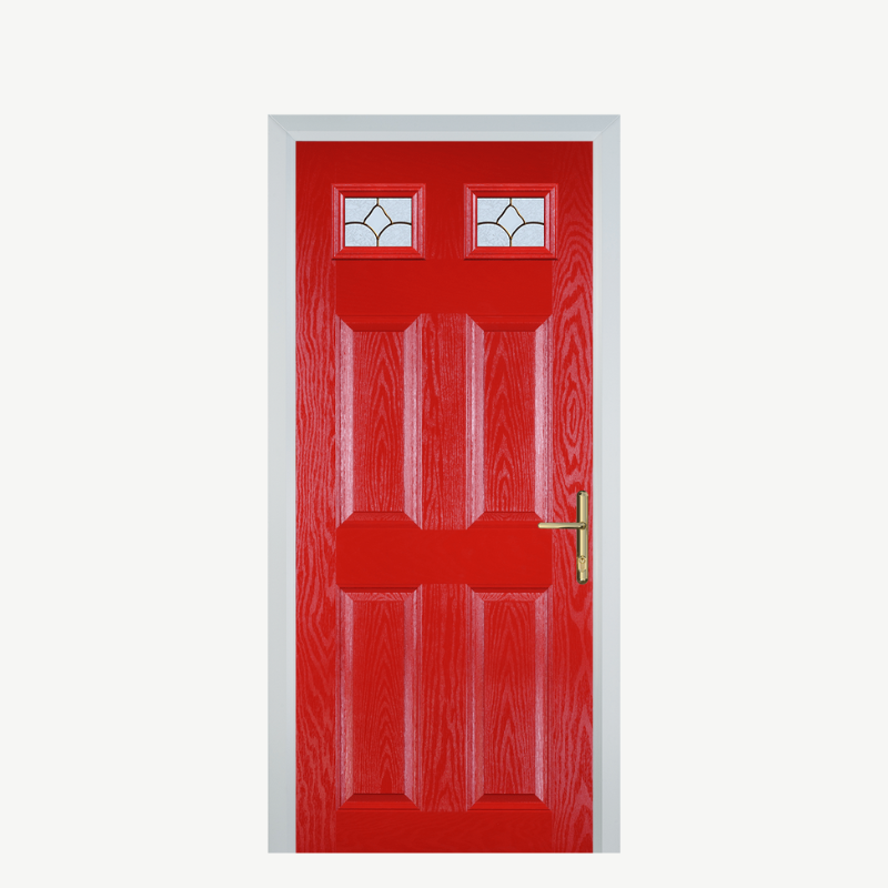 DoorI 4 Panel 2 Square Poppy Red (High Gloss) Brass Art Clarity image 0