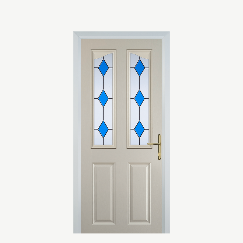 Door B 2 Panel 2 Angle Cream 3 Drop Diamond Blue image 0