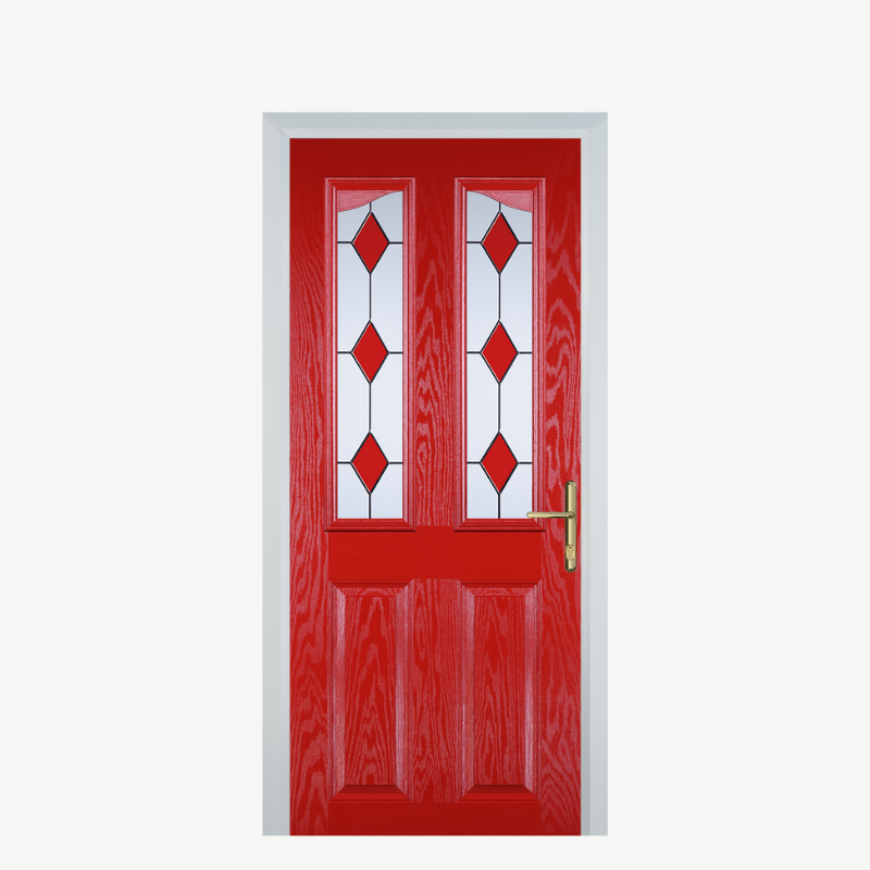 Door B 2 Panel 2 Angle Poppy Red (High Gloss) 3 Drop Diamond Red image 0